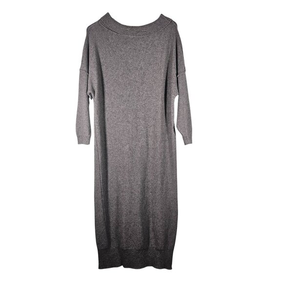 Free People Off Shoulder Sweater Dress Gray Med Cozy Quiet Luxury Dark Academia - Picture 3 of 15